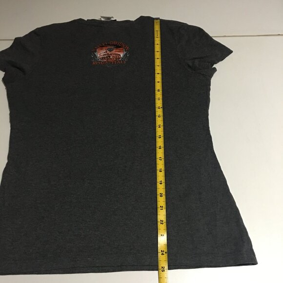 Harley Davidson Womens Large T-Shirt Motorcycle Biker Gray Roma Italy - Picture 10 of 10